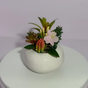 DR0129 (2) profile - Conjunto Realista de Suculentas Artificiales con Maceta de Cerámica Blanca