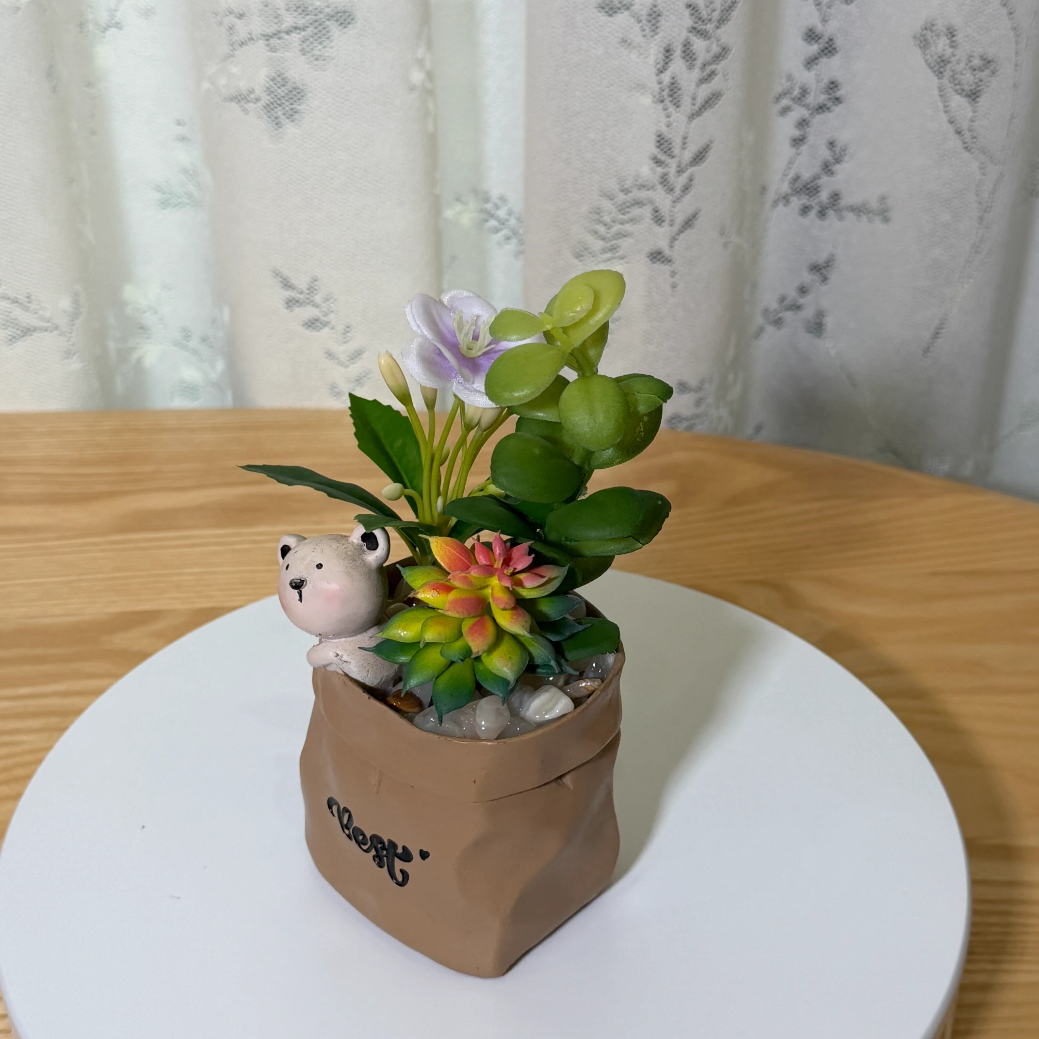 DR0141 (4) - Suculentas Artificiales con Figura de Oso