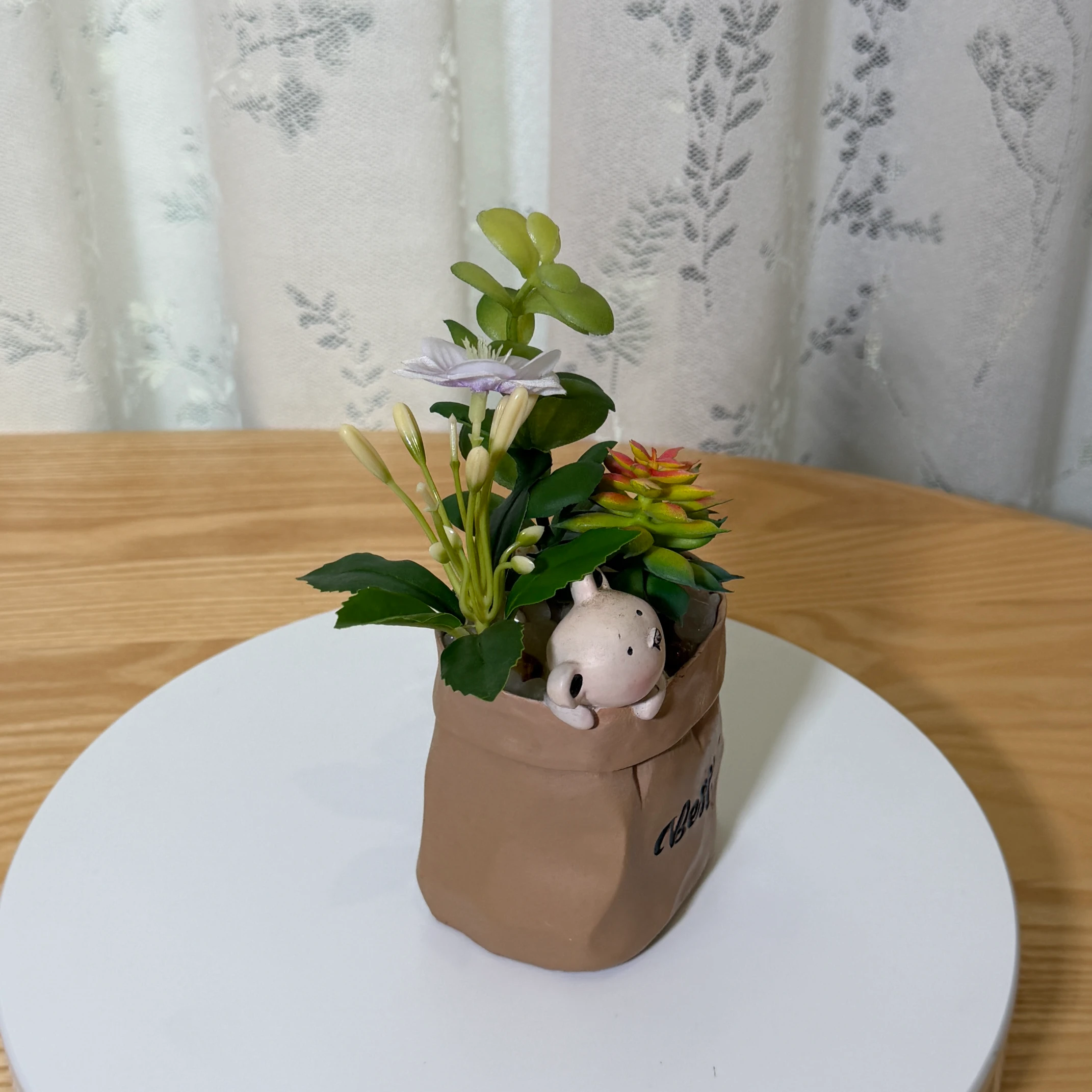 DR0141 (6) - Suculentas Artificiales con Figura de Oso