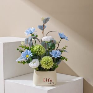 ZH0033 (3) profile - Juego de plantas artificiales azules y blancas