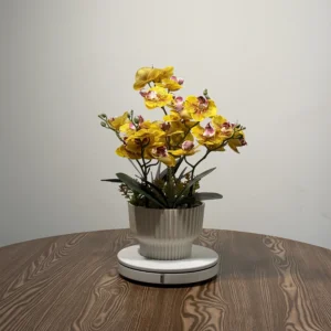 HD0029 (1) profile - Bonsái de Orquídea Artificial Amarilla con Detalles Rosados