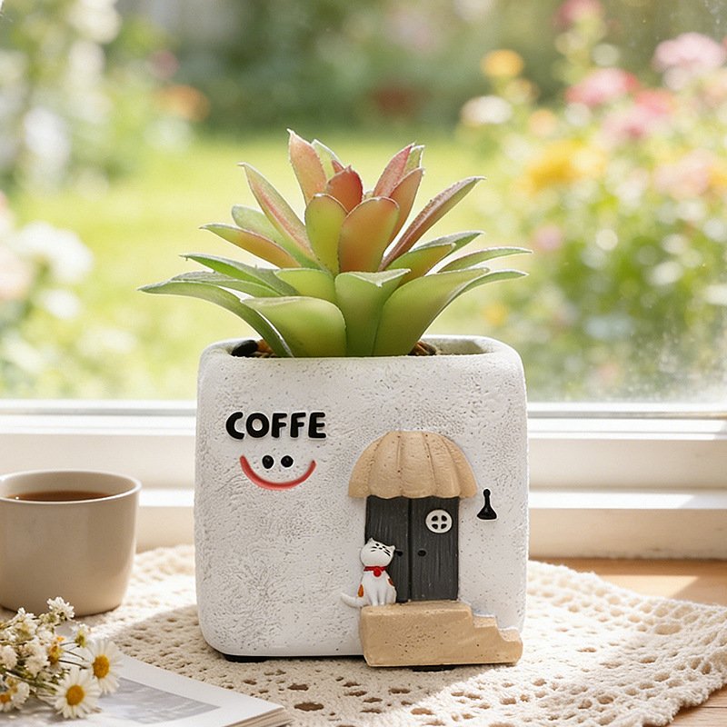 KT0046 (1) - Macetas Casas Kawaii con Gatos