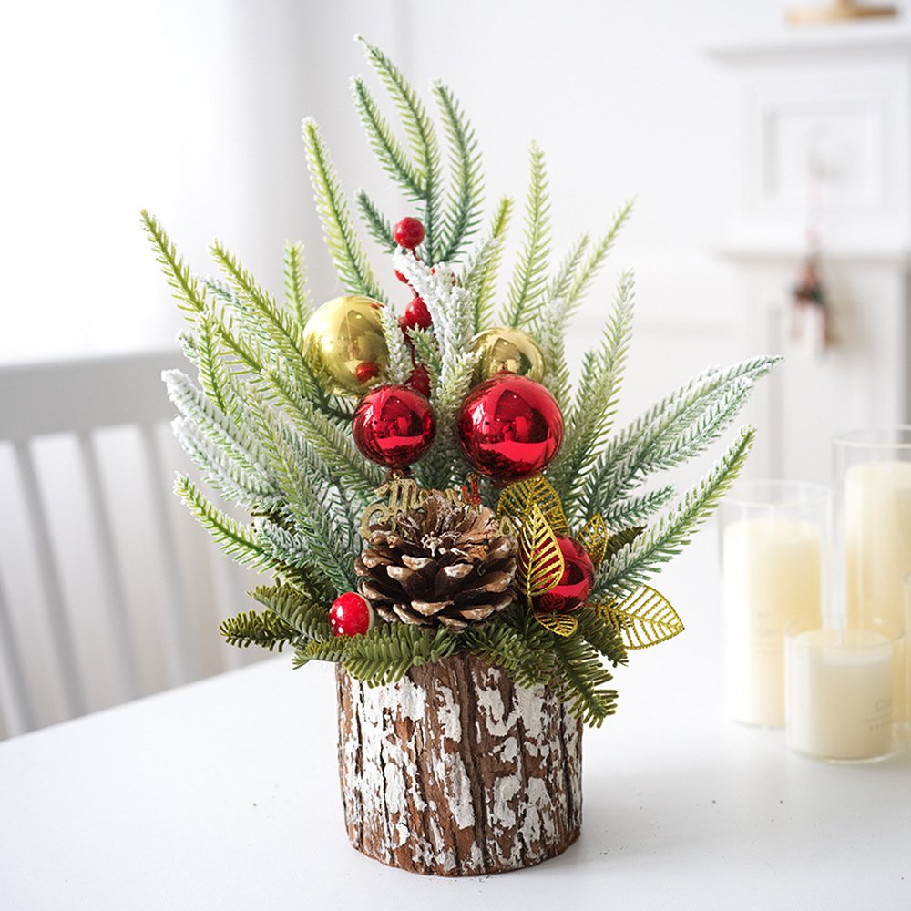 WCH0010 (1) - Arreglo Navideño con Ángel Dorado y Bolas Brillantes