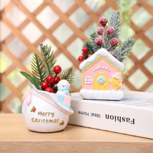 WCH0021 (1) profile - Macetas Navideñas en Rosa con Oso y Reno